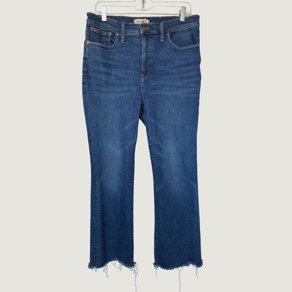 Madewell Cali Demi-Boot Jeans High Rise Raw Hem Medium Wash Blue Western Sz 29